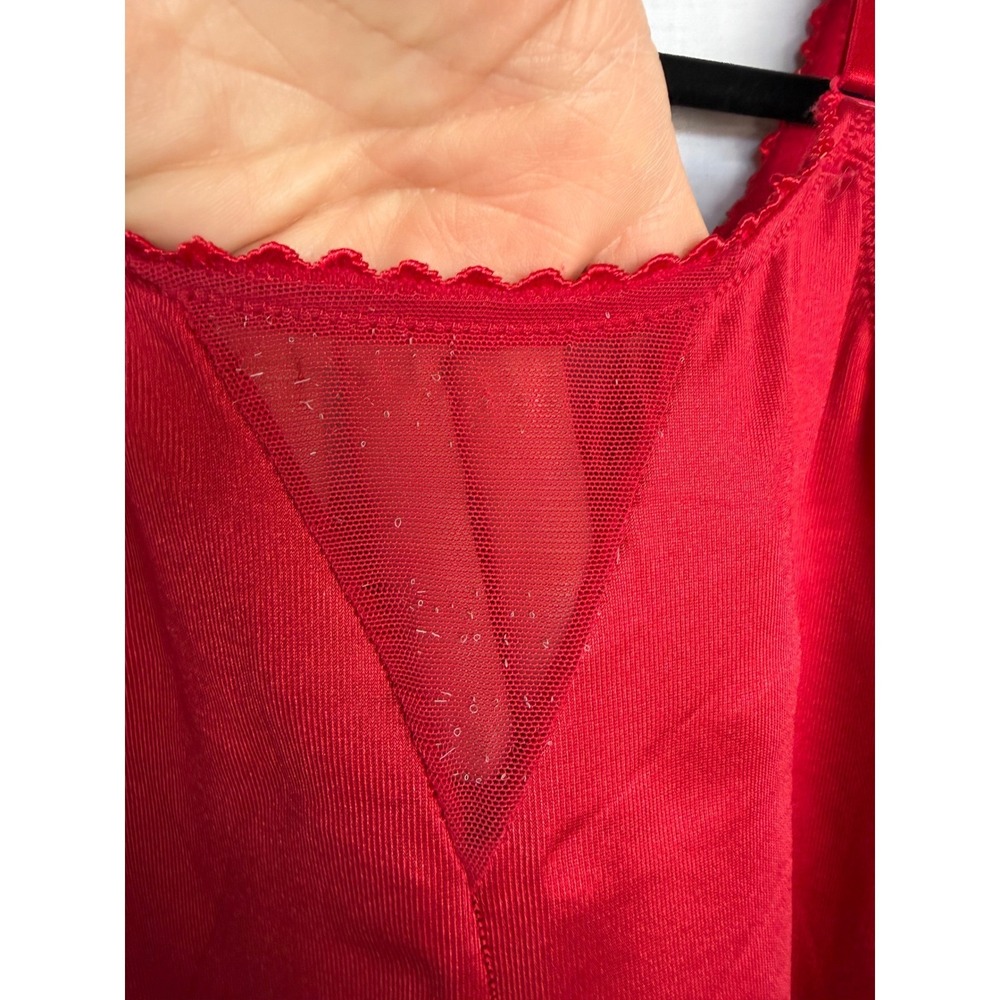 Ruby Ribbon Cami Red Mesh Trim Shapewear Layering Base Layer Camisole Womens 38 - Picture 2 of 7